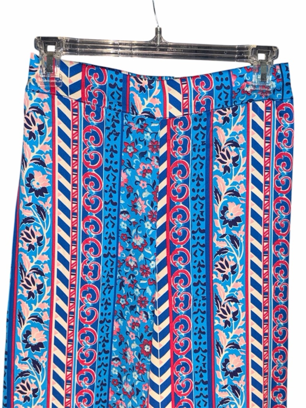 Maison D’ Amelie - Bright Blue Patterned Wide-Leg Palazzo Pants —#138 - Picture 2 of 10